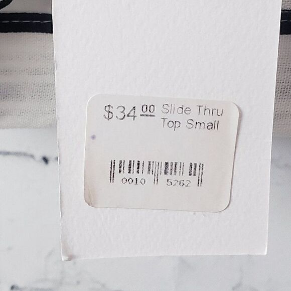 Lush Striped Crop Top Size S Black White Boutique Back Zipper NEW - Picture 8 of 10